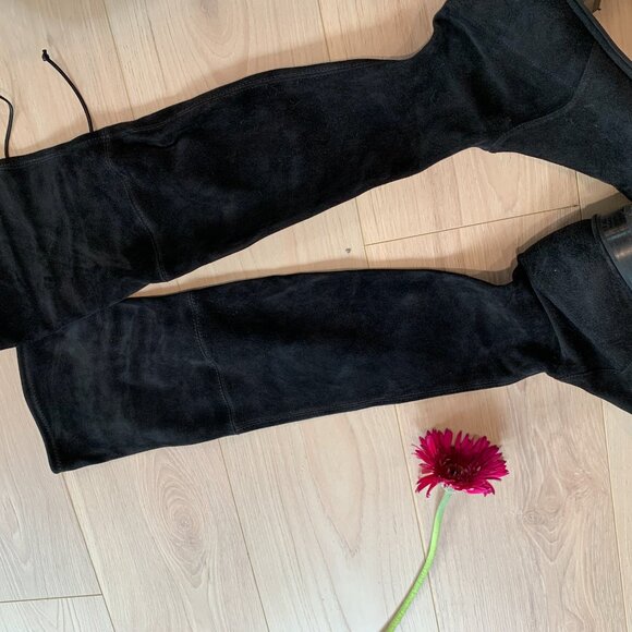 Stuart Weitzman Lowland Suede Over The Knee Boots , Black - Size 10.5 - Picture 7 of 8